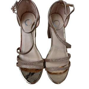 Journee Collection Bella Shoes Womens Size 7 Glitter Block Heel Sandal Dress